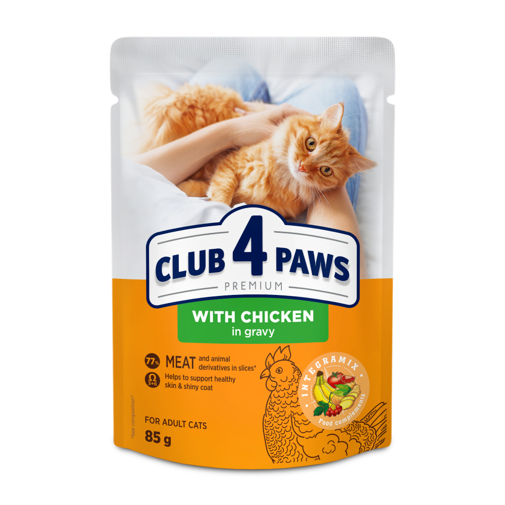 Набор влажного корма для кошек Club 4 Paws Premium 18+6 шт. х 85 г - курица