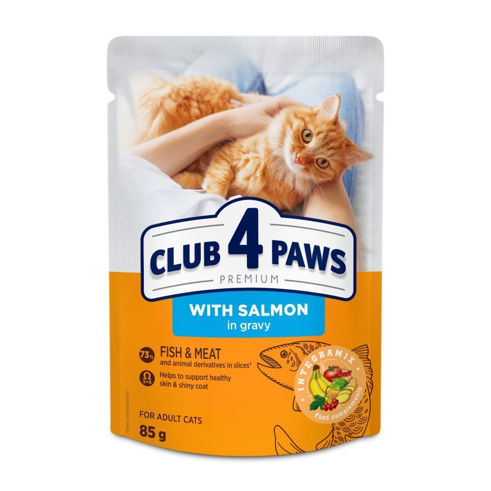 Набір вологого корму для котів Club 4 Paws Premium 18+6 шт х 85 г - лосось
