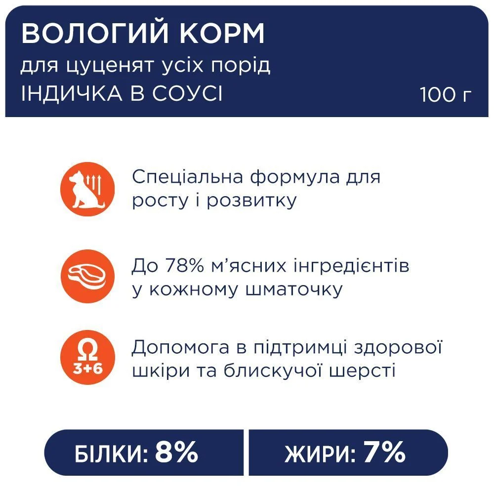 Вологий корм для цуценят Club 4 Paws Premium Puppies All Breeds 100 г - індичка