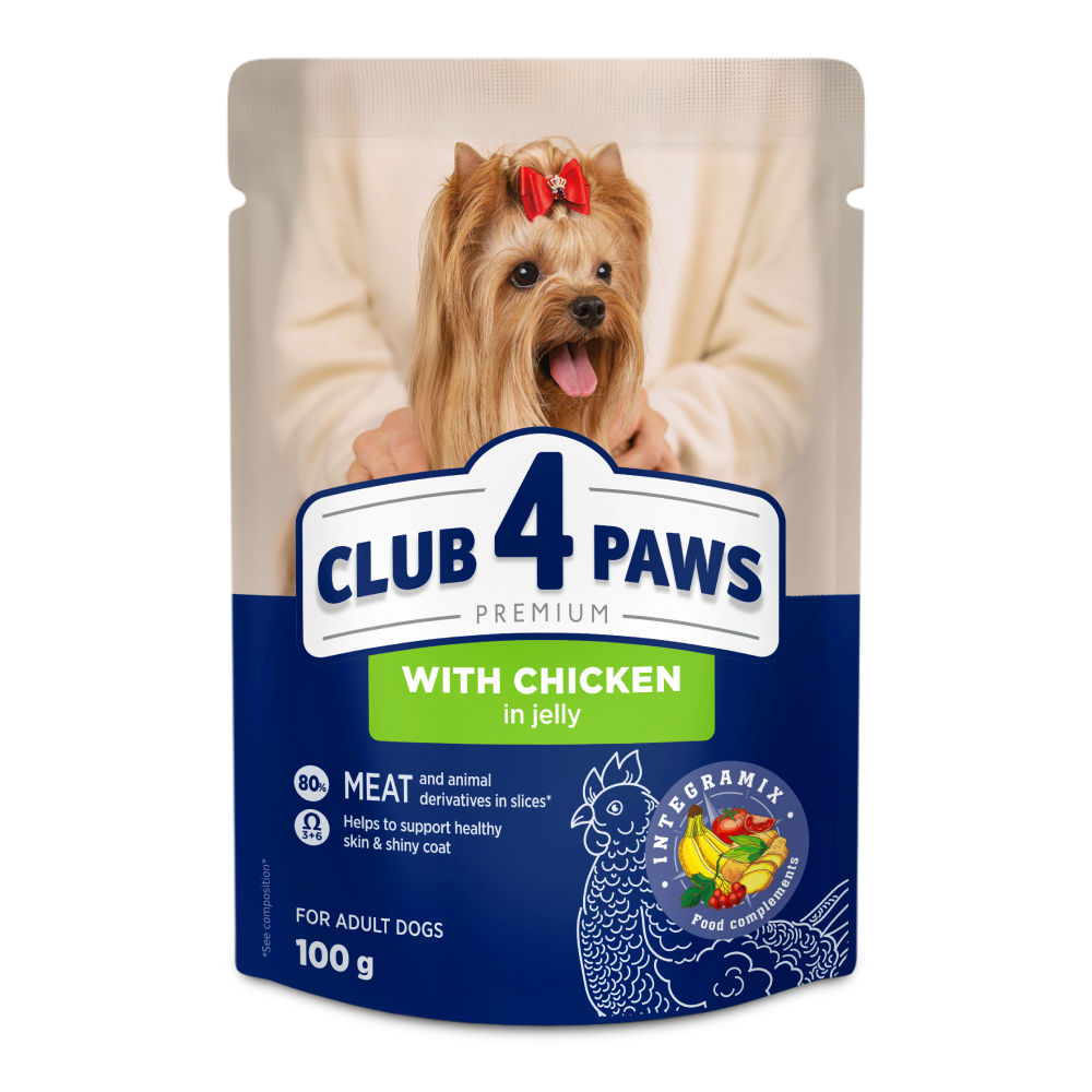 Набір вологого корму для собак Club 4 Paws Premium Adult 18+6 шт х 100 г - курка Набір вологого корму для собак Club 4 Paws Premium Adult 18+6 шт х 100 г - курка