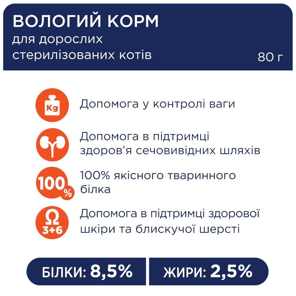 Вологий корм для котів Club 4 Paws Premium Sterilised 80 г - курка Вологий корм для котів Club 4 Paws Premium Sterilised 80 г - курка