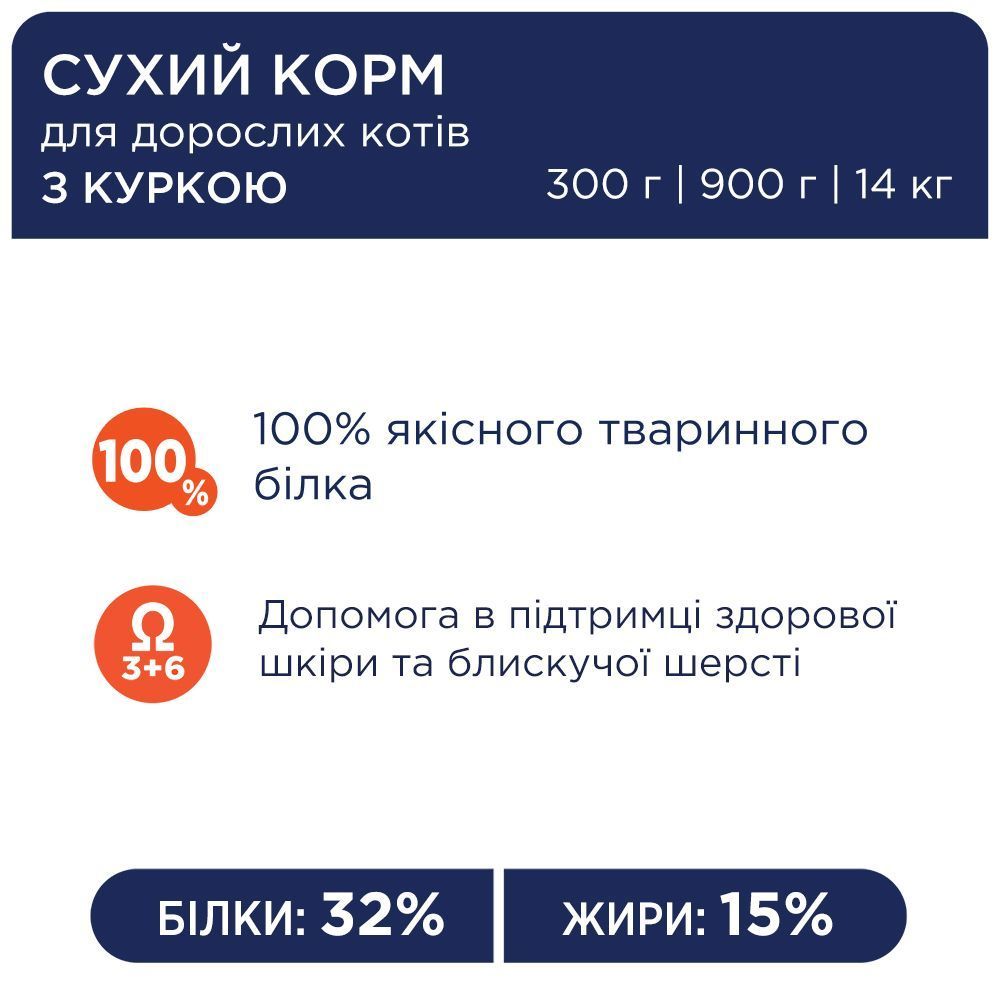 Сухой корм для кошек Club 4 Paws Premium 300 г - курица