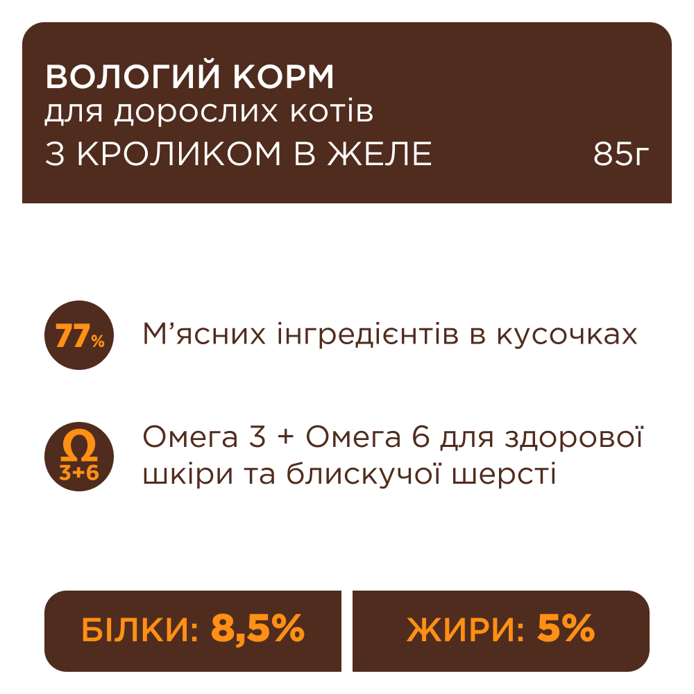 Вологий корм для котів Club 4 Paws Premium 85 г - кролик