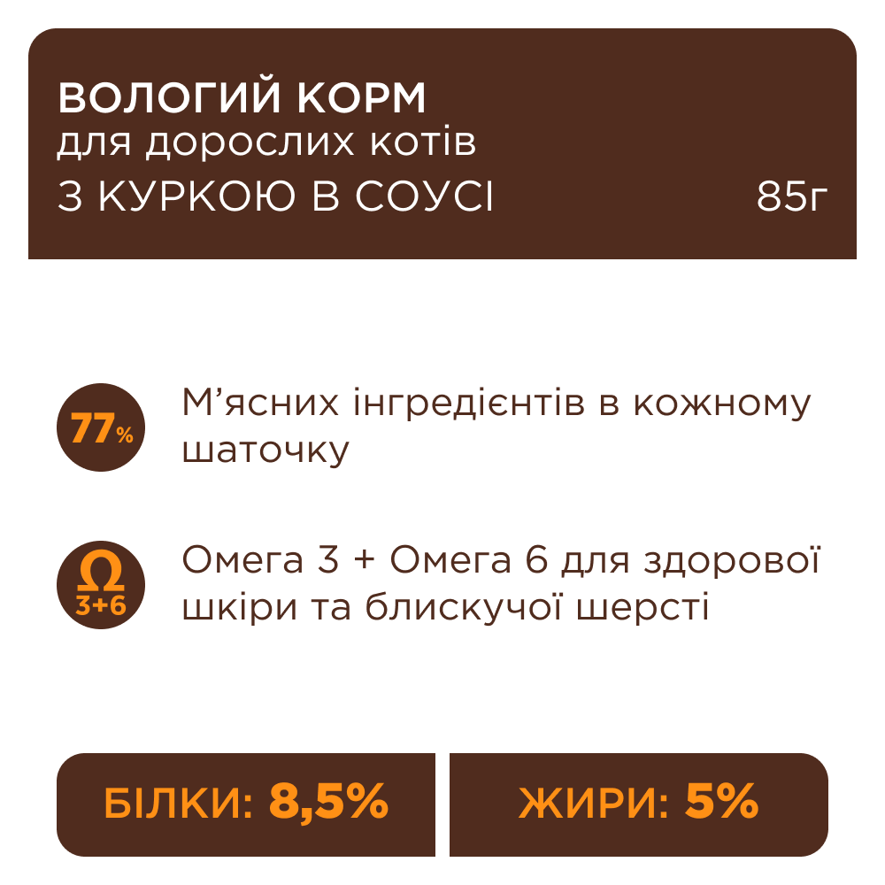 Вологий корм для котів Club 4 Paws Premium 85 г - курка