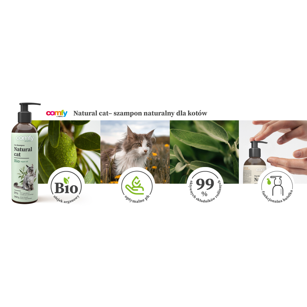 Шампунь для котів Comfy Natural 250 мл - арганова олія Шампунь для котів Comfy Natural 250 мл - арганова олія