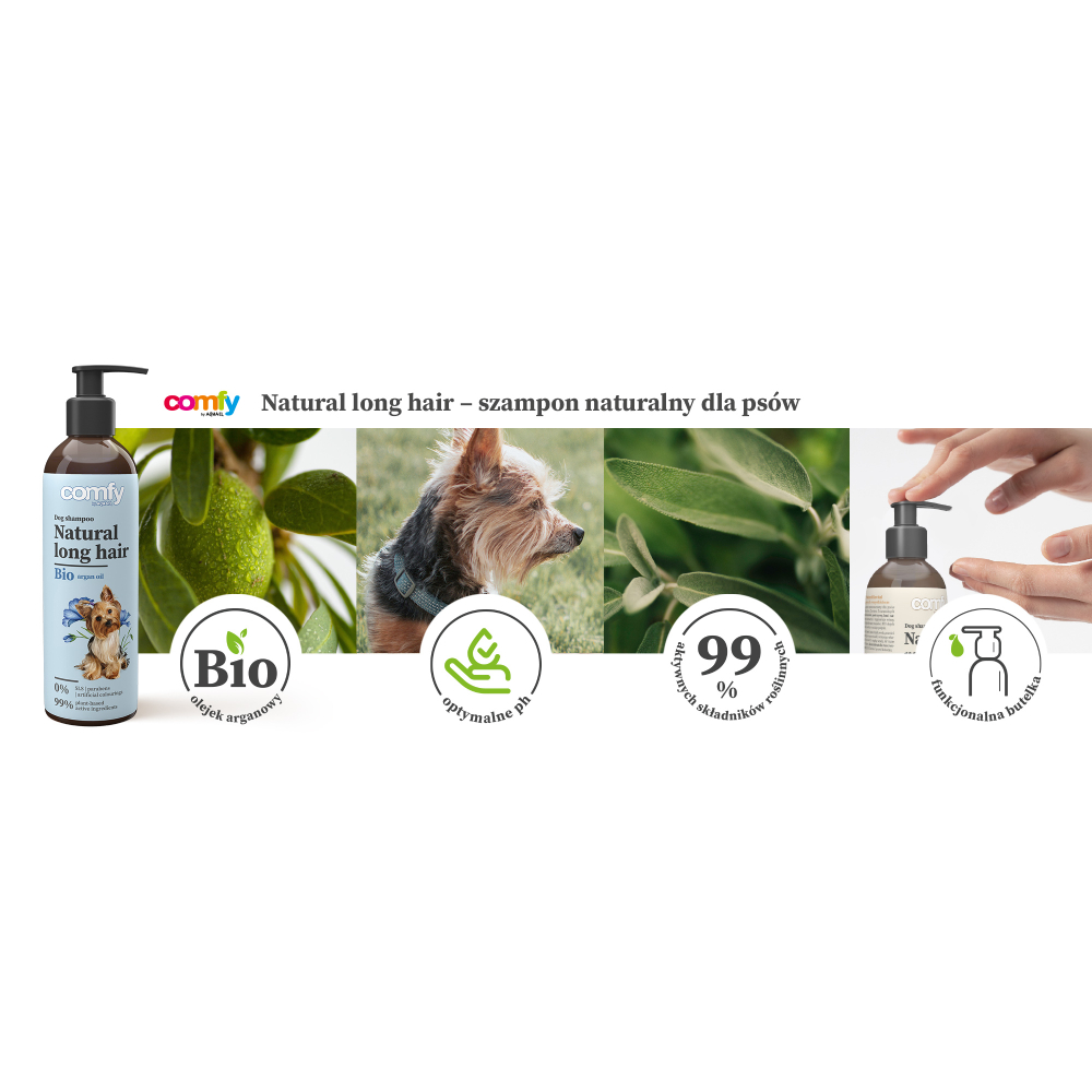 Шампунь для собак Comfy Natural Long Hair 250 мл - арганова олія Шампунь для собак Comfy Natural Long Hair 250 мл - арганова олія