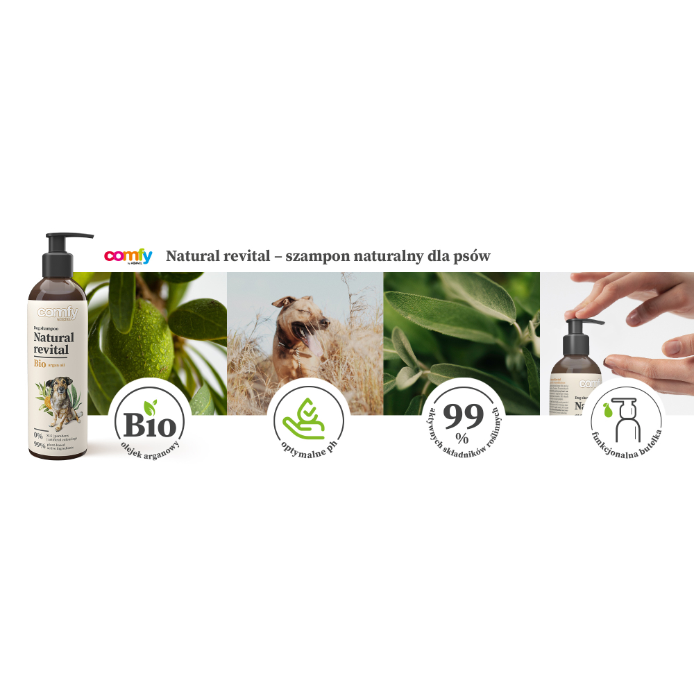 Шампунь для собак Comfy Natural Revital 250 мл - арганова олія Шампунь для собак Comfy Natural Revital 250 мл - арганова олія