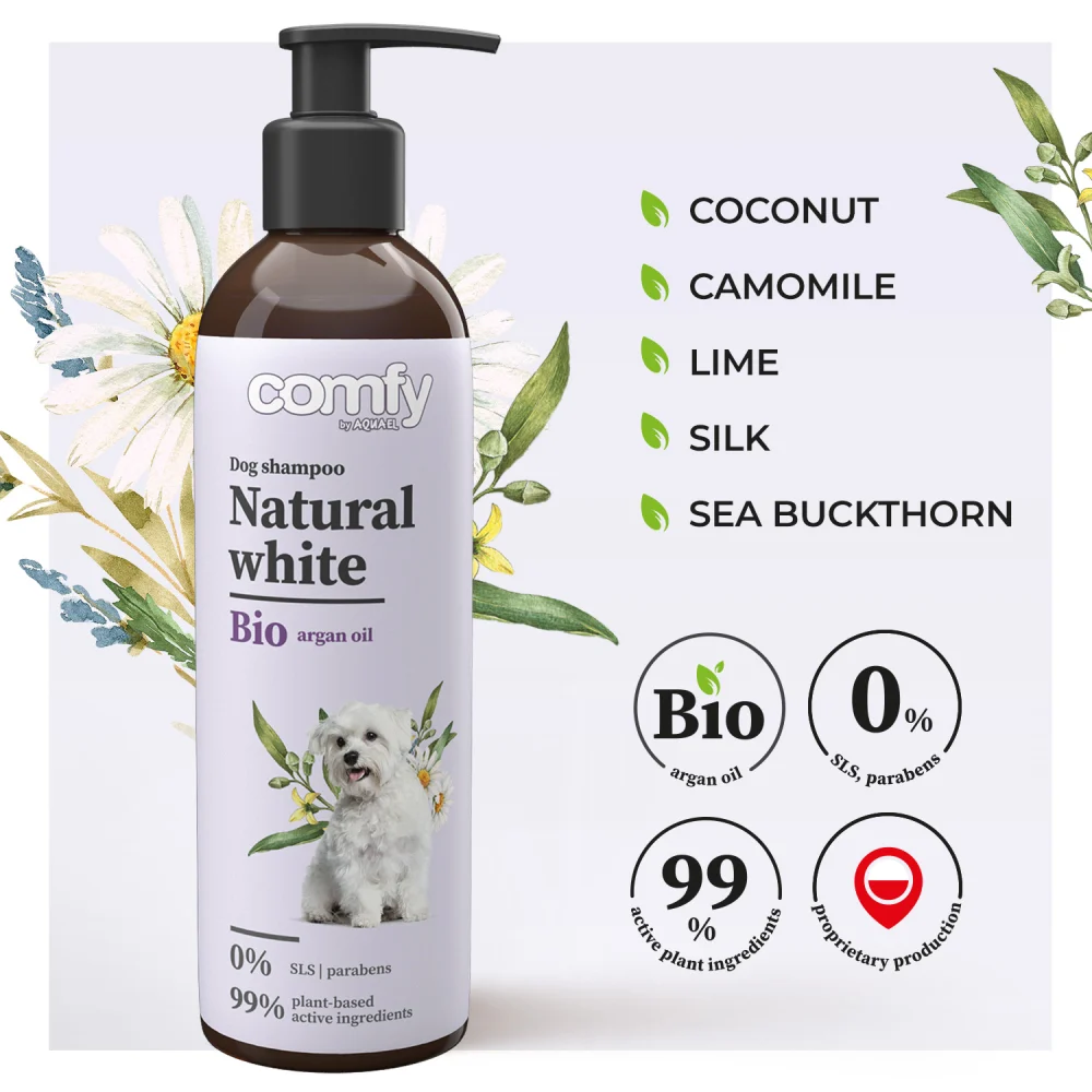 Шампунь для собак Comfy Natural White 250 мл - арганова олія Шампунь для собак Comfy Natural White 250 мл - арганова олія