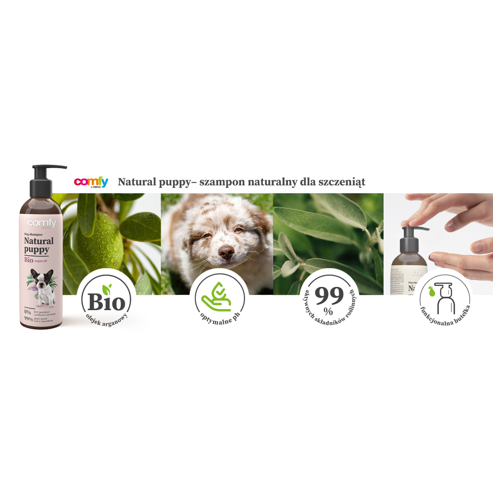Шампунь для цуценят Comfy Natural 250 мл - арганова олія Шампунь для цуценят Comfy Natural 250 мл - арганова олія