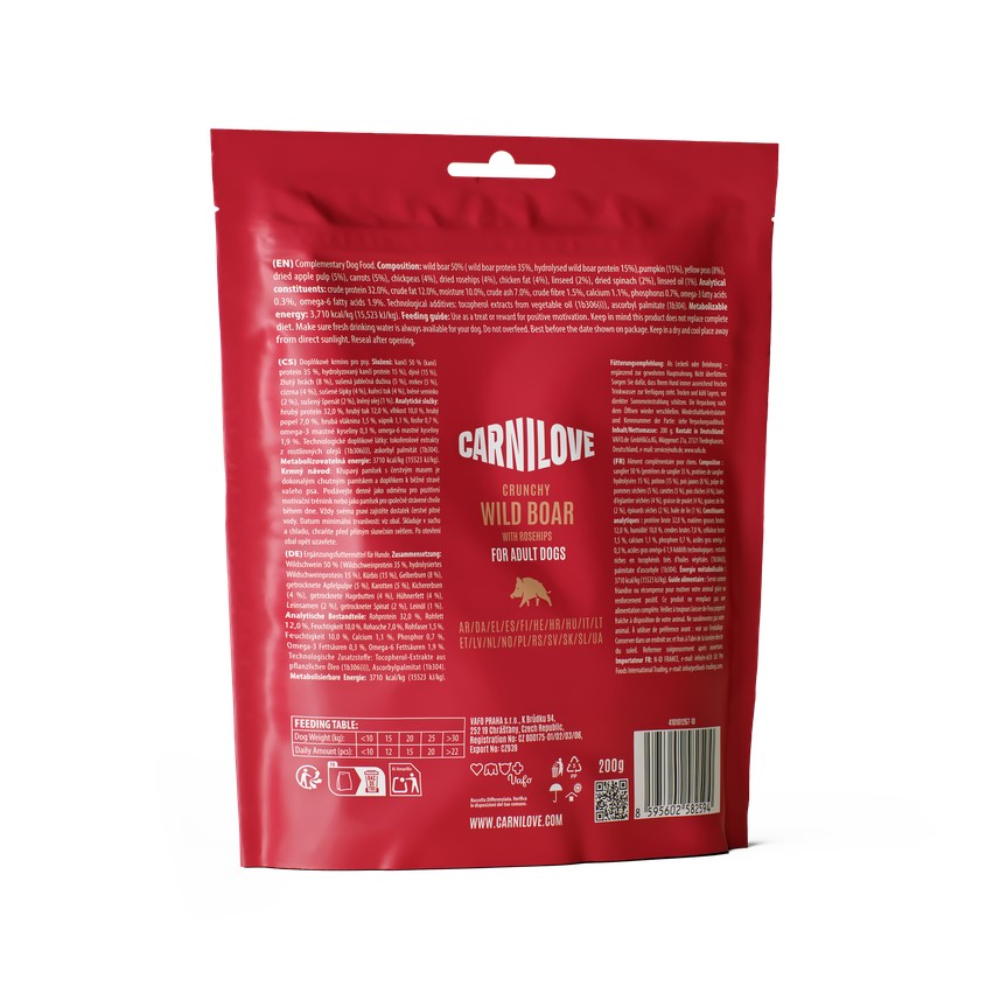 Ласощі для собак Carnilove Crunchy Snack Adult 200 г - дикий кабан та шипшина