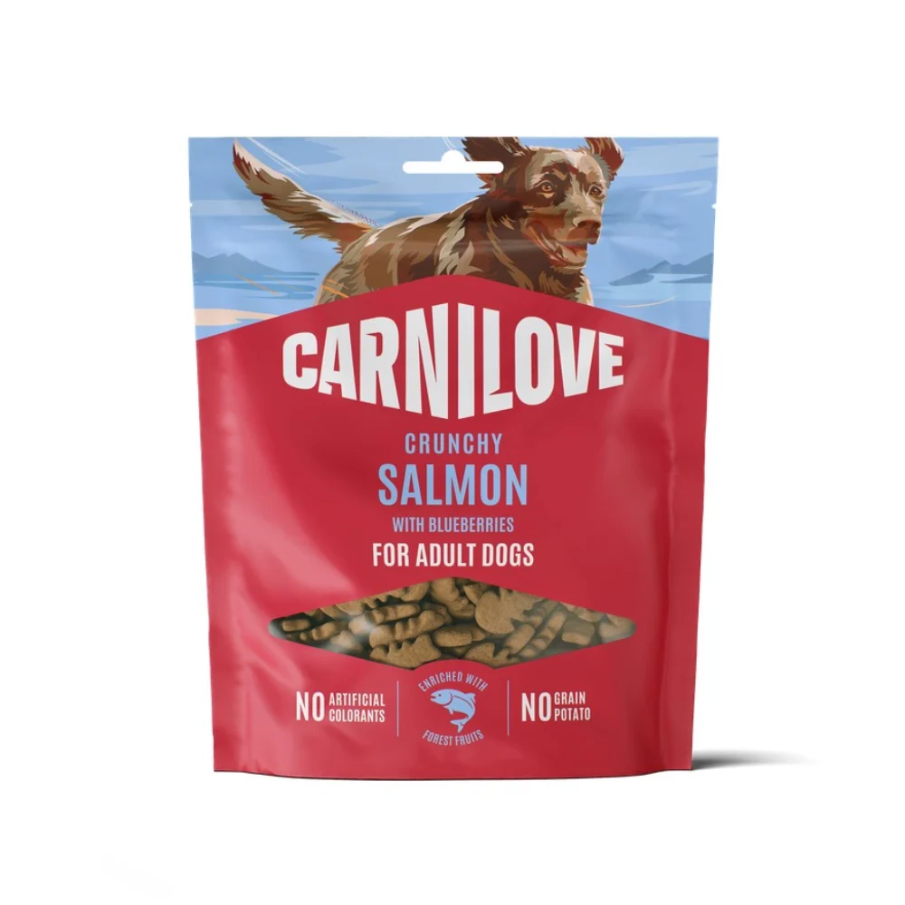 Лакомства для собак Carnilove Crunchy Snack Adult 200 г — лосось и голубика Лакомства для собак Carnilove Crunchy Snack Adult 200 г — лосось и голубика