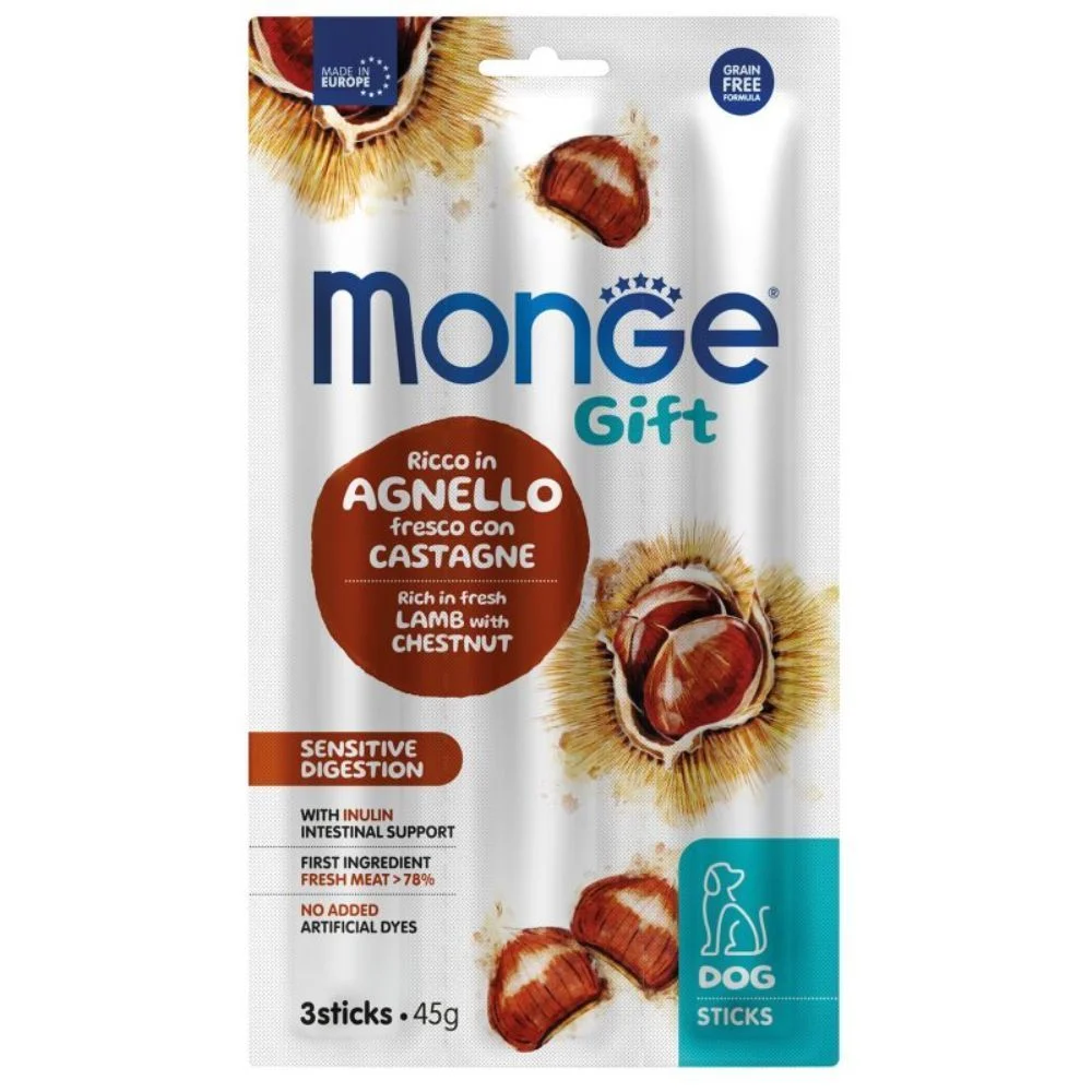 Ласощі для собак Monge Gift Sensitive Digestion 45 г - ягня та каштани Ласощі для собак Monge Gift Sensitive Digestion 45 г - ягня та каштани