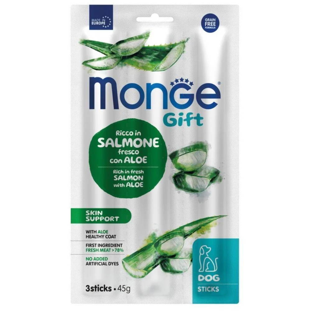 Ласощі для собак Monge Gift Skin Support 45 г - лосось та алое Ласощі для собак Monge Gift Skin Support 45 г - лосось та алое