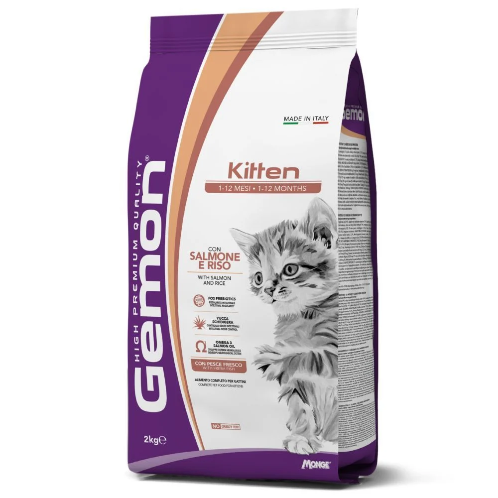 Сухий корм для кошенят Gemon Kitten 2 кг - лосось та рис
