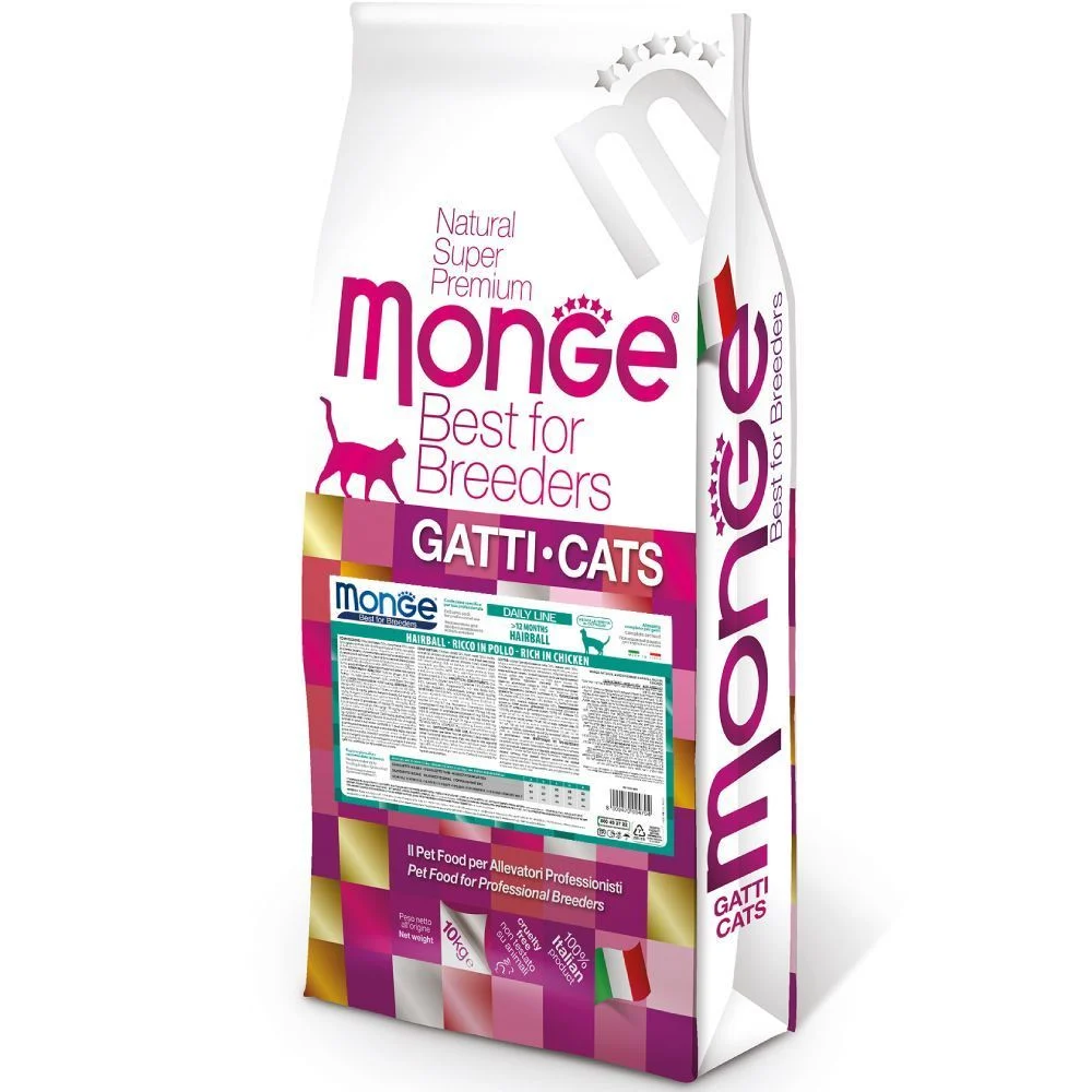 Сухий корм для котів Monge Hairball 10 кг - курка Сухий корм для котів Monge Hairball 10 кг - курка