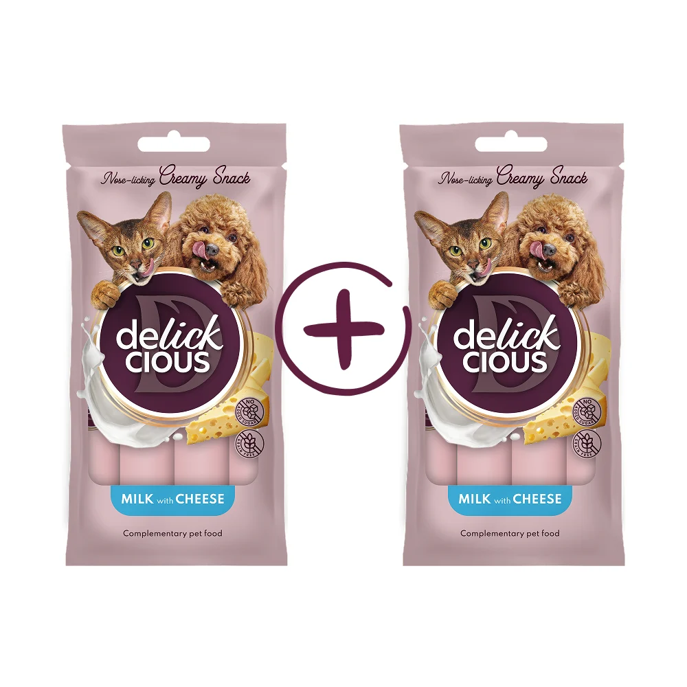 Лакомство Delickcious Creamy Snack 1+1 шт 120 г - молоко и сыр