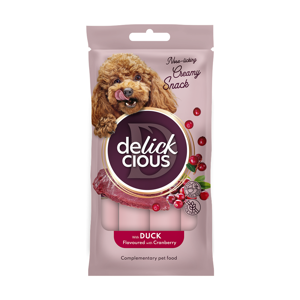 Ласощі для собак Delickcious Creamy Snack 60 г - качка та журавлина Ласощі для собак Delickcious Creamy Snack 60 г - качка та журавлина