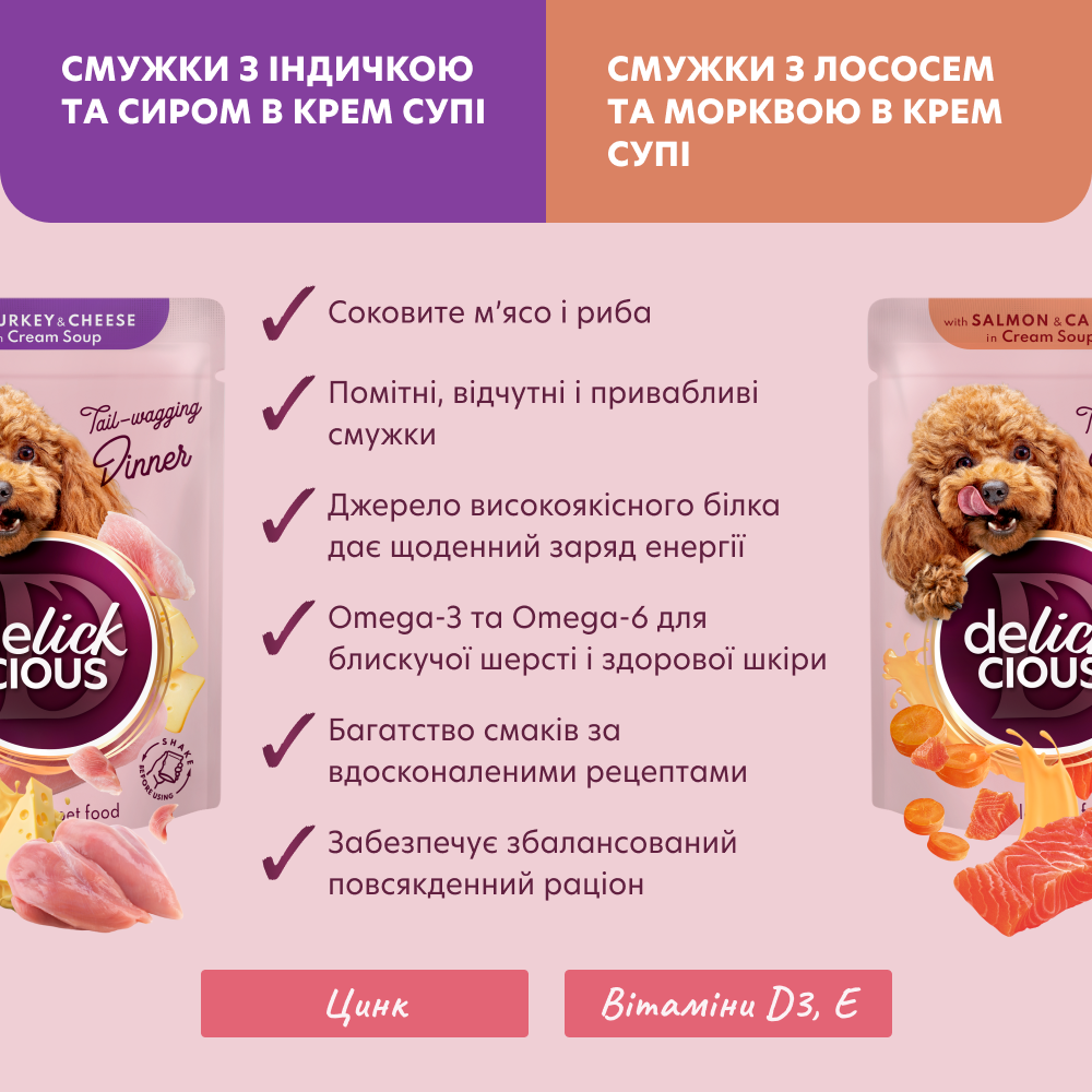 Набір вологого корму для собак Delickcious 4 шт х 85 г - асорті Набір вологого корму для собак Delickcious 4 шт х 85 г - асорті