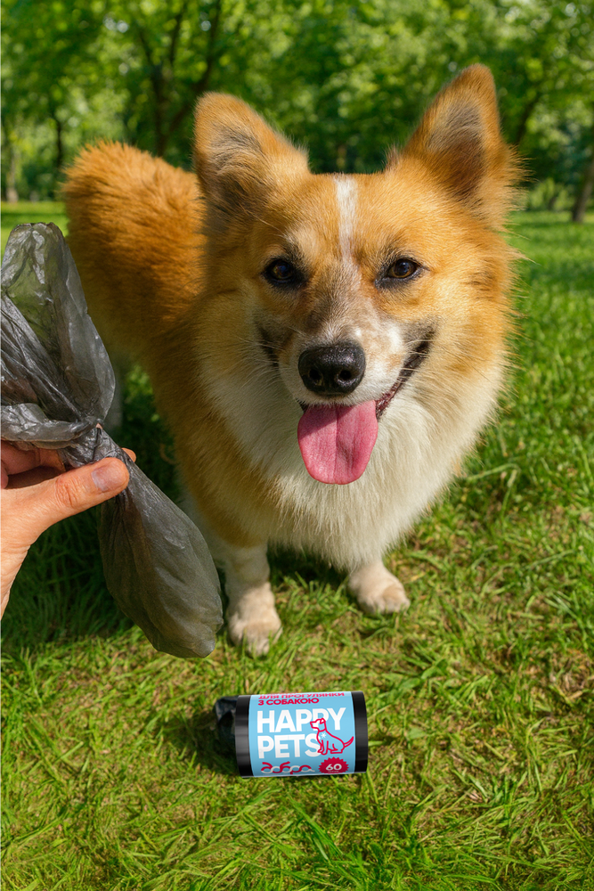 Добра господарочка Happy Pets пакети для прибирання за собаками 60 шт - чорний Добра господарочка Happy Pets пакети для прибирання за собаками 60 шт - чорний