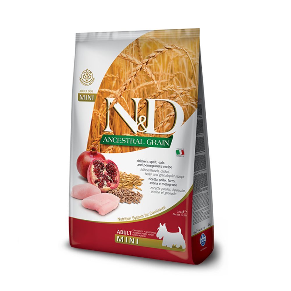 Сухой корм для собак Farmina N&D Ancestral Grain Mini Adult 800 г - курица, спельта, овес и гранат