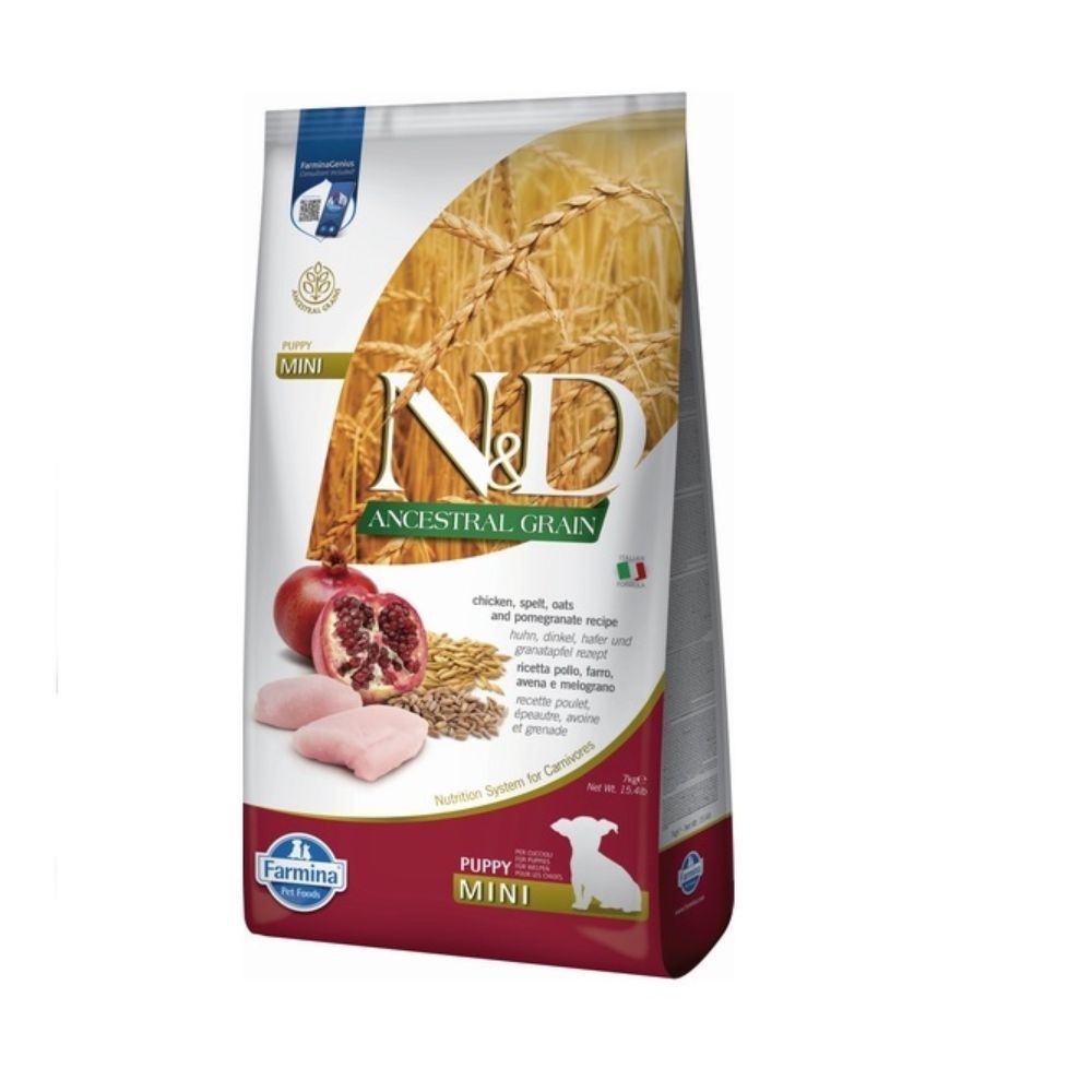 Сухий корм для цуценят Farmina N&D Ancestral Grain Mini Puppy 7 кг - курка, спельта, овес та гранат