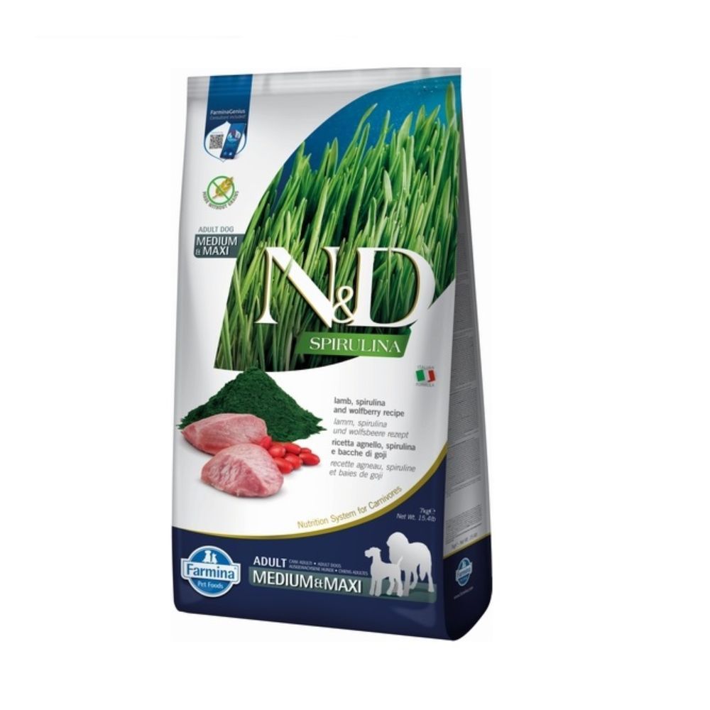 Сухой корм для собак Farmina N&D Grain Free Medium & Maxi Adult 7 кг - ягненок, спирулина и ягоды годжи