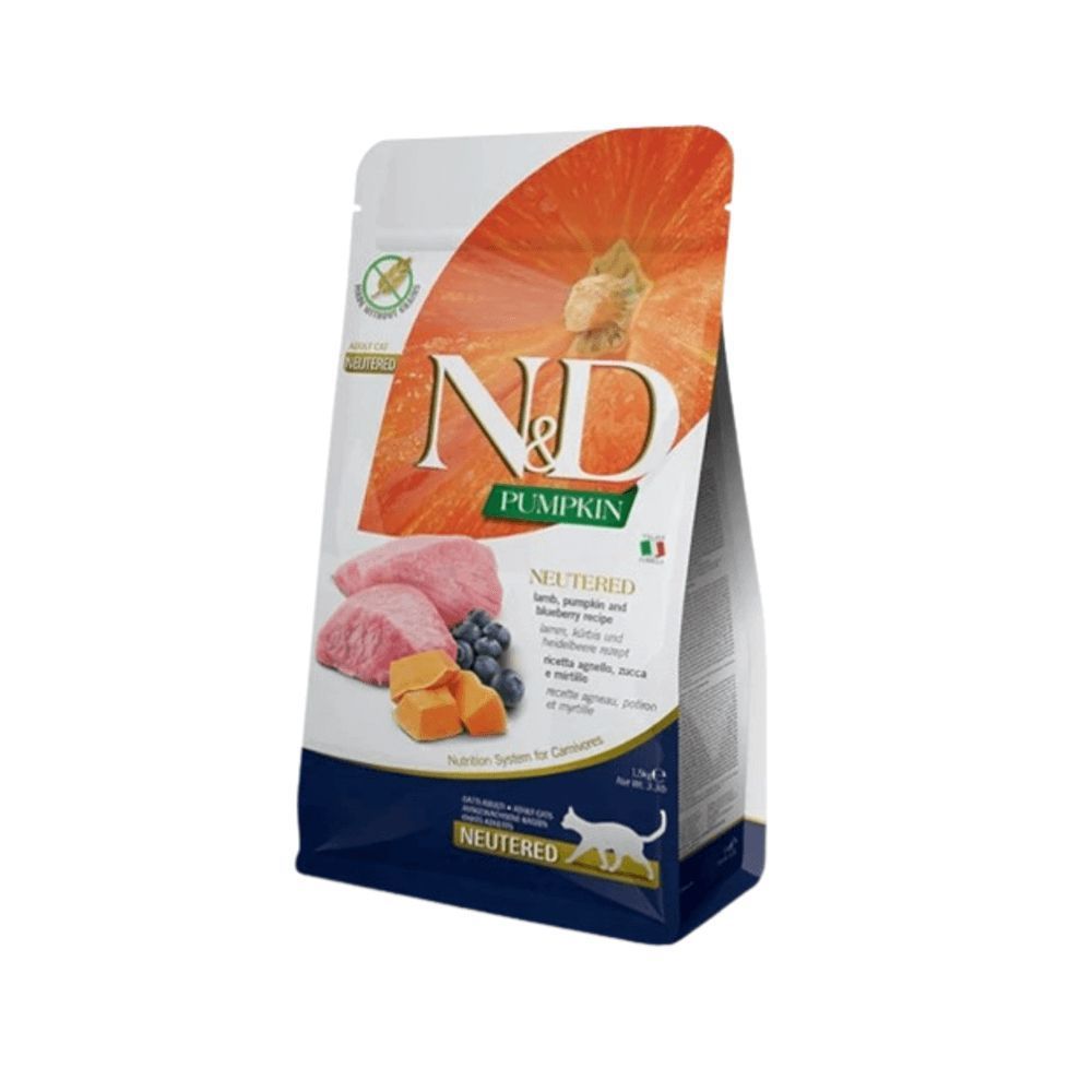 Сухий корм для котів Farmina N&D Grain Free Neutered Adult 300 г - ягня, гарбуз та чорниця Сухий корм для котів Farmina N&D Grain Free Neutered Adult 300 г - ягня, гарбуз та чорниця