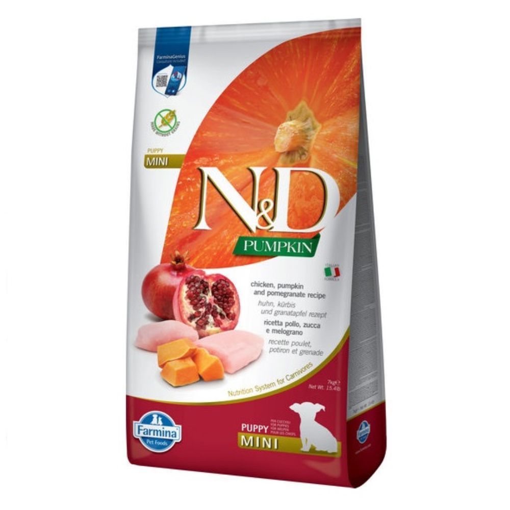 Cухий корм для цуценят Farmina N&D Pumpkin Grain Free Puppy Mini 7 кг - курка, гарбуз та гранат