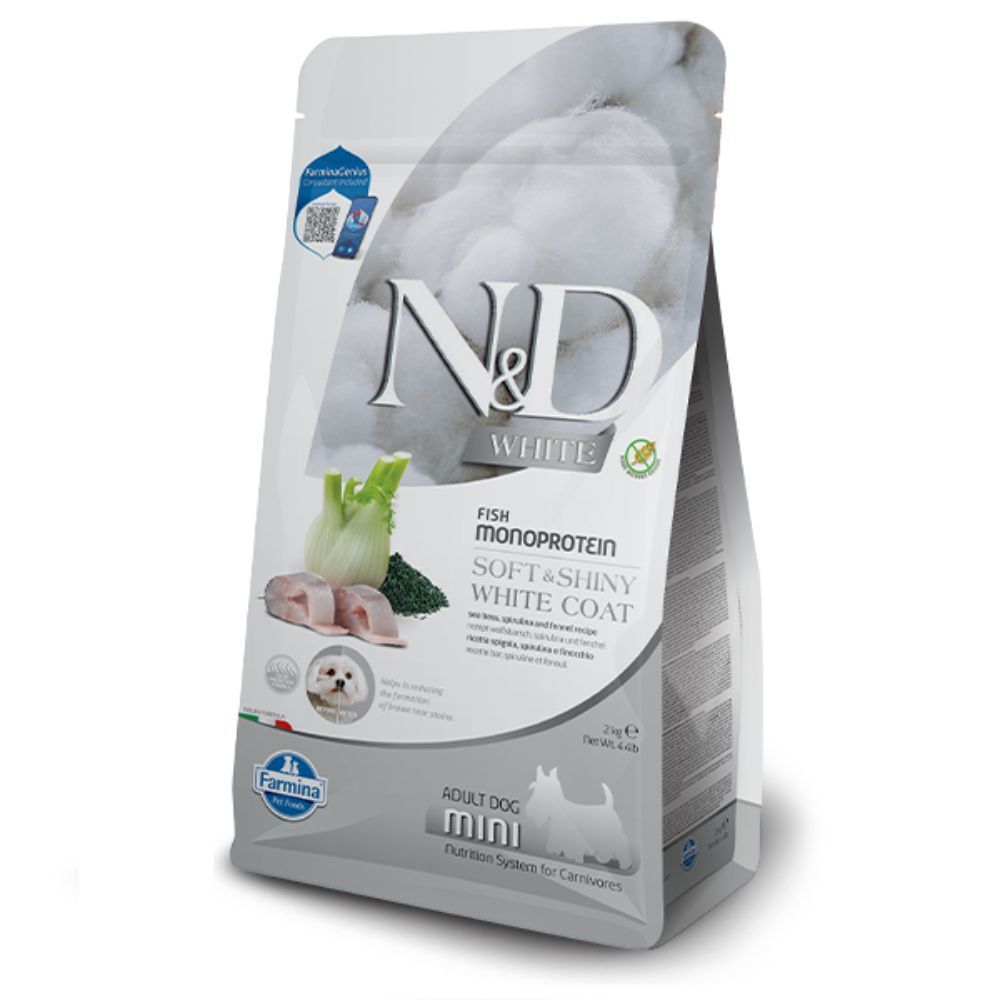 Сухий корм для собак Farmina N&D Grain Free White Mini Adult 2 кг - сібас, спіруліна та фенхель Сухий корм для собак Farmina N&D Grain Free White Mini Adult 2 кг - сібас, спіруліна та фенхель