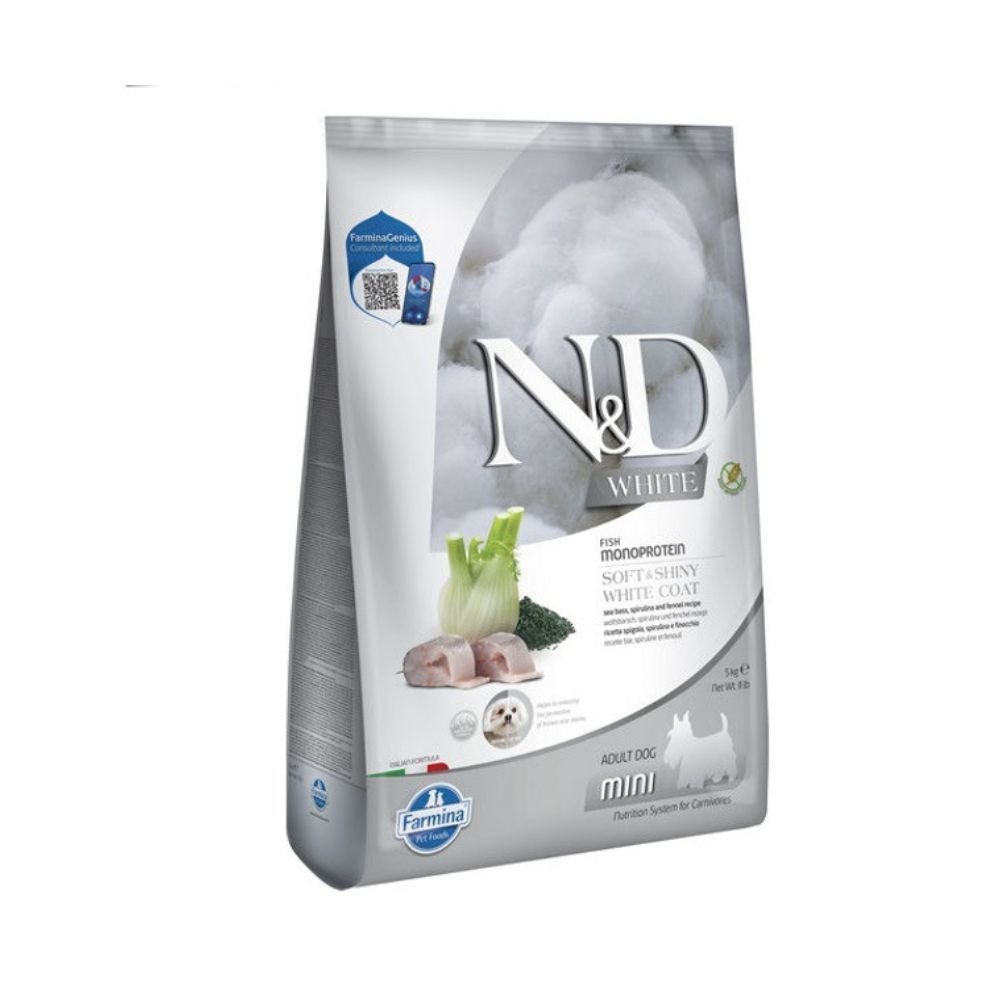 Cухий корм для собак Farmina N&D Grain Free White Mini Adult 5 кг - сібас, спіруліна та фенхель