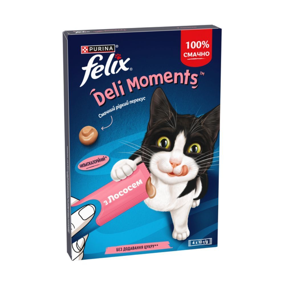 Ласощі для котів Felix Deli Moments 4 шт х 10 г - лосось Ласощі для котів Felix Deli Moments 4 шт х 10 г - лосось