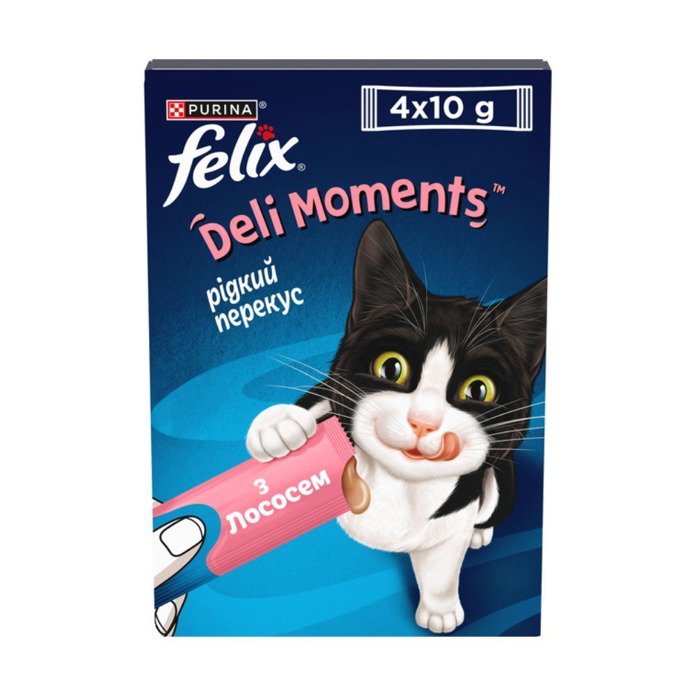 Ласощі для котів Felix Deli Moments 4 шт х 10 г - лосось Ласощі для котів Felix Deli Moments 4 шт х 10 г - лосось