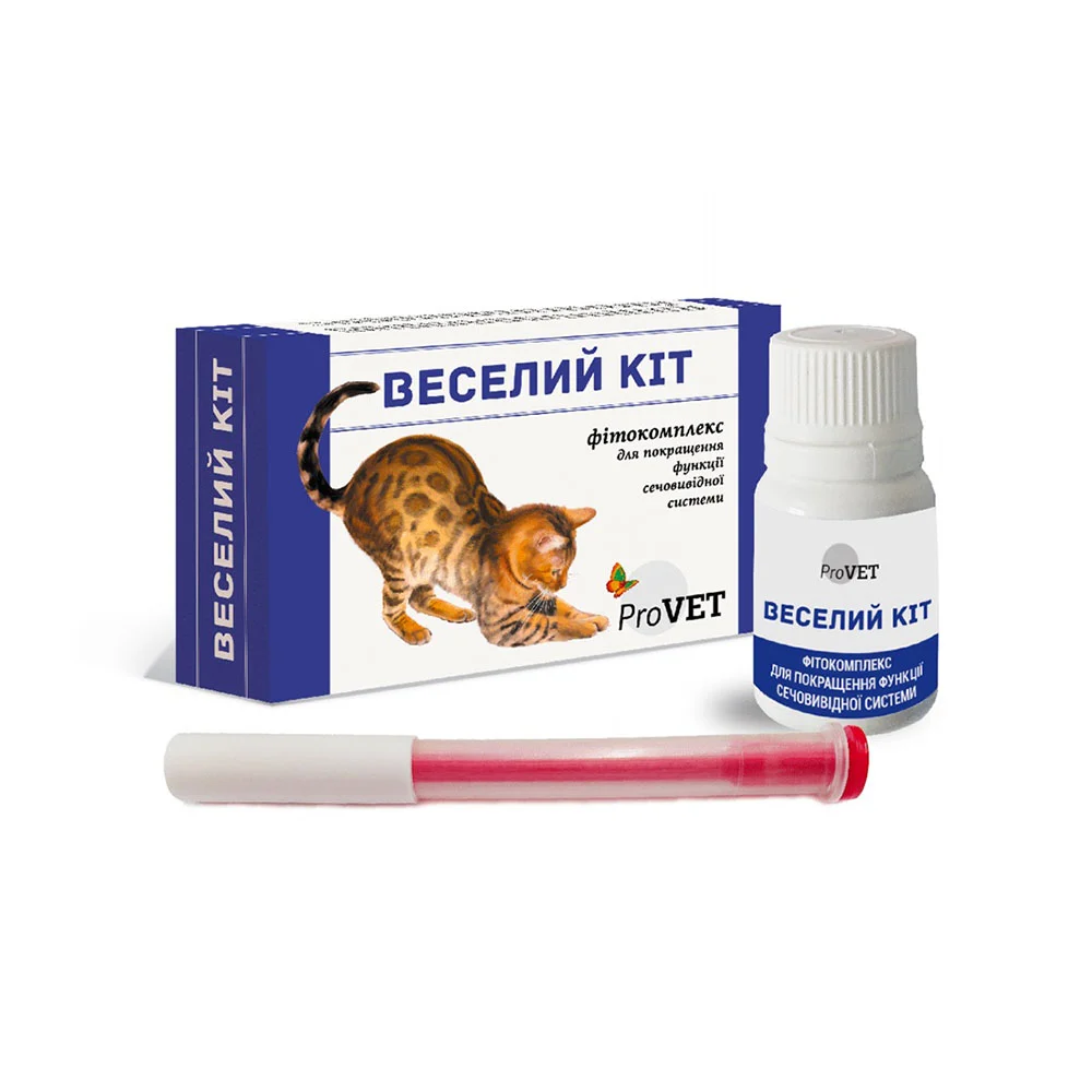 Фітокомплекс для котів PROVET «Веселий Кіт» 20 мл + шприц (для підтримки сечовивідної системи) Фітокомплекс для котів PROVET «Веселий Кіт» 20 мл + шприц (для підтримки сечовивідної системи)
