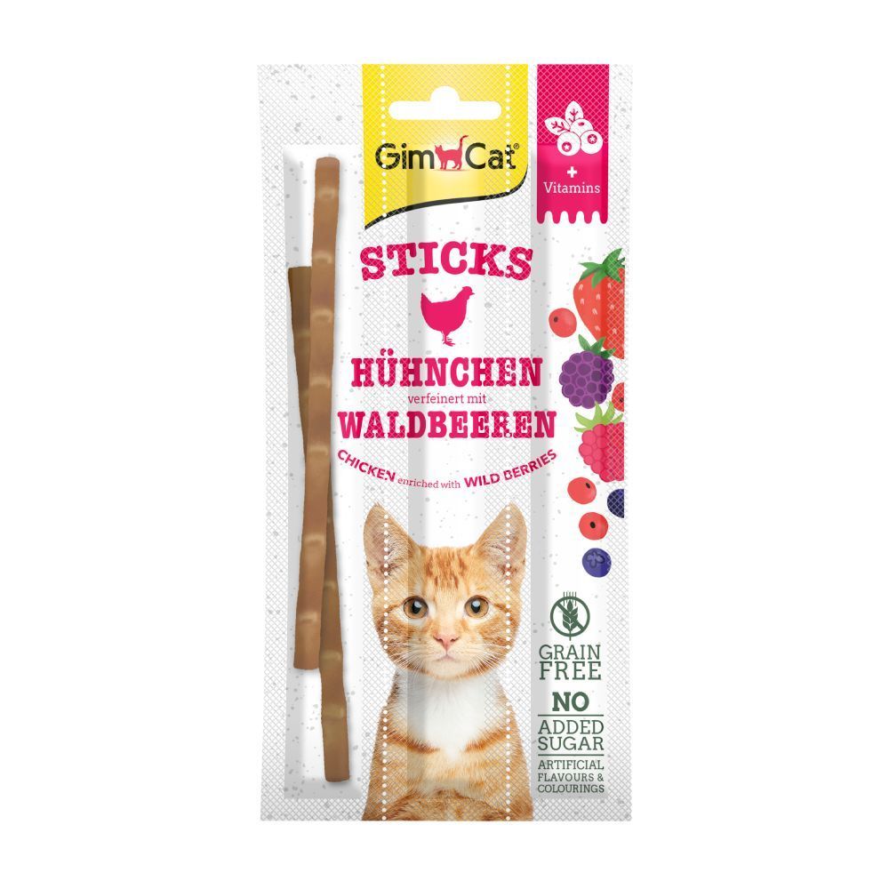 Лакомства для кошек GimCat Superfood Duo-Sticks 3 шт. — курица и ягоды Лакомства для кошек GimCat Superfood Duo-Sticks 3 шт. — курица и ягоды