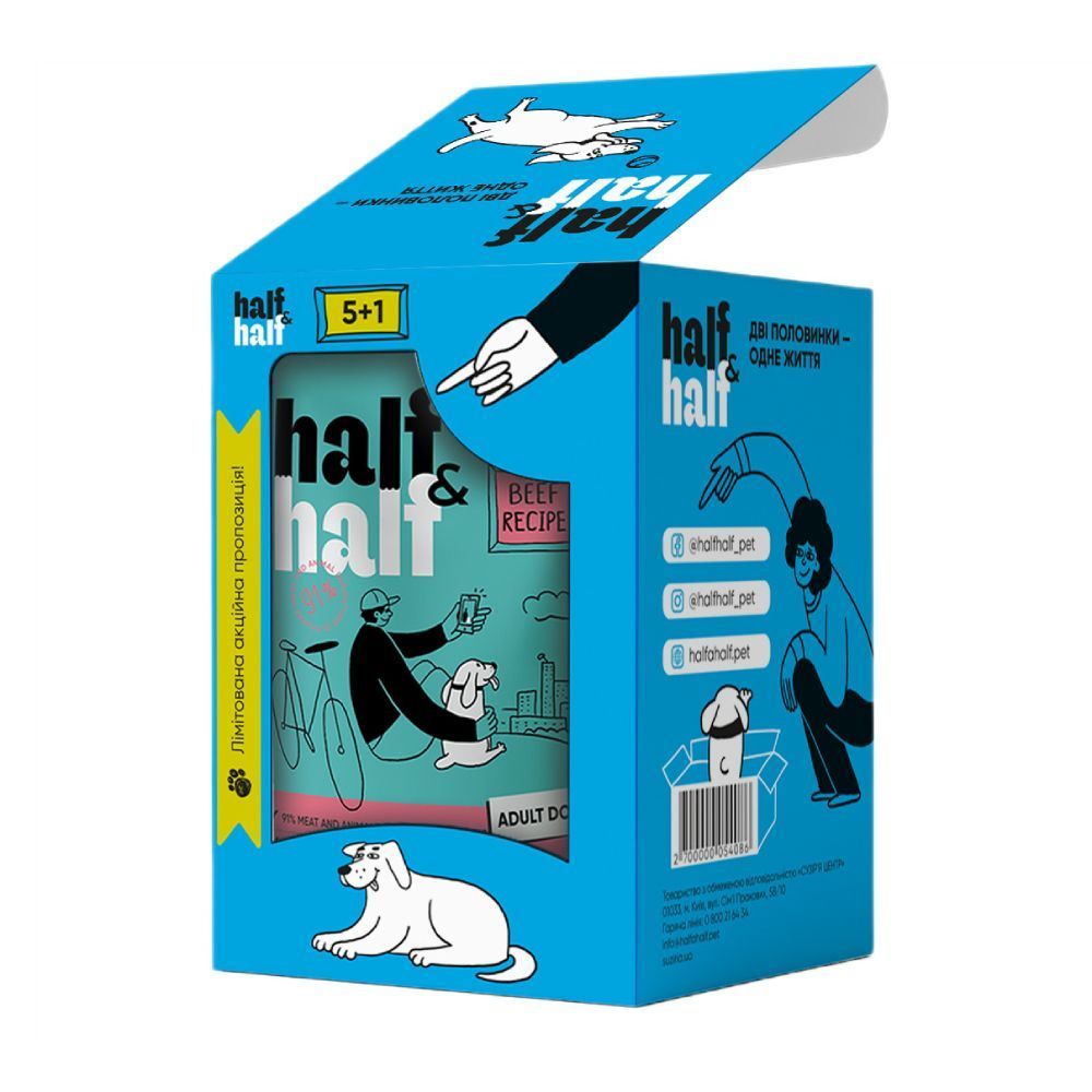 Half&Half Adult влажный корм для собак 100 г - говядина
