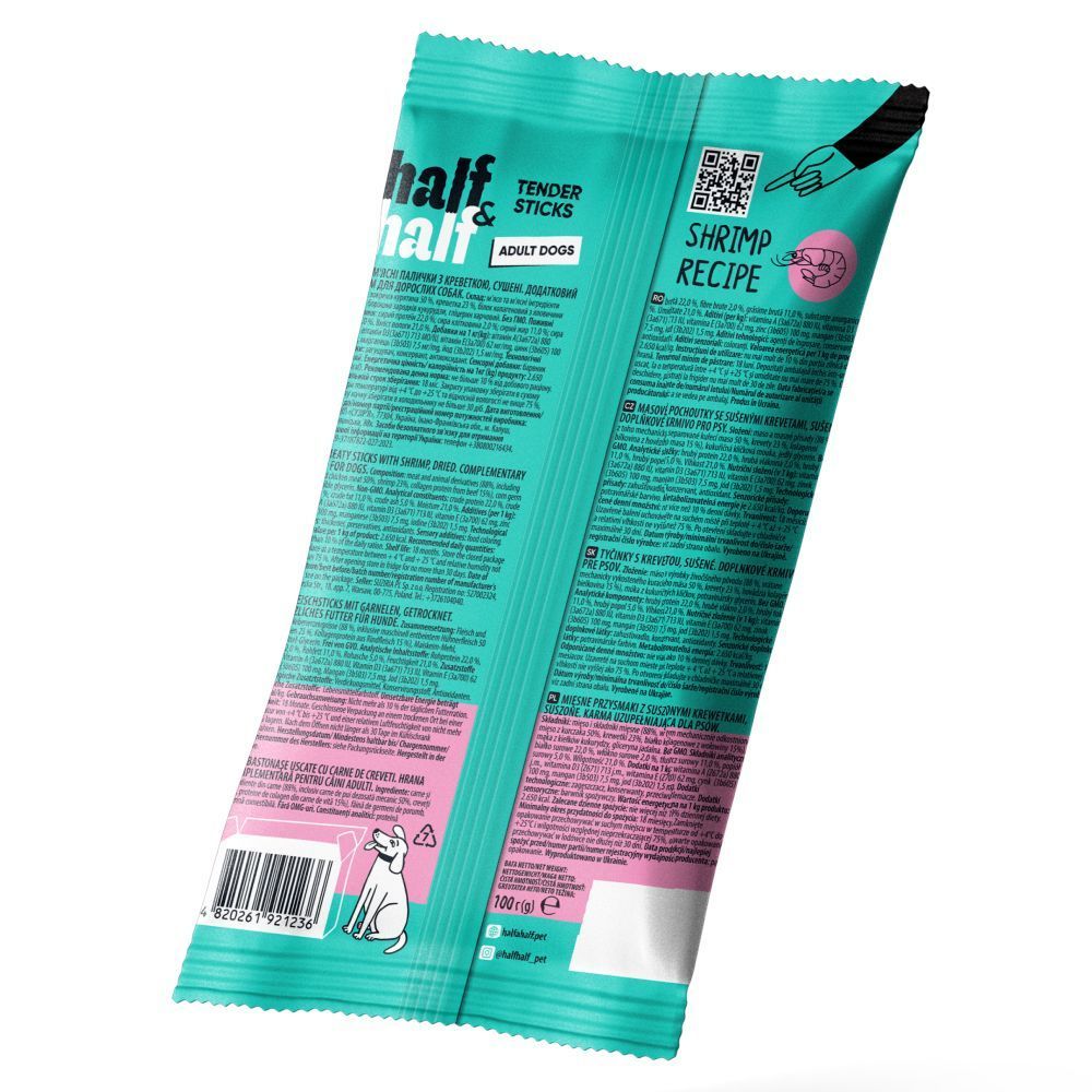 Ласощі для собак Half&Half Meaty Stick Adult 100 г - креветка