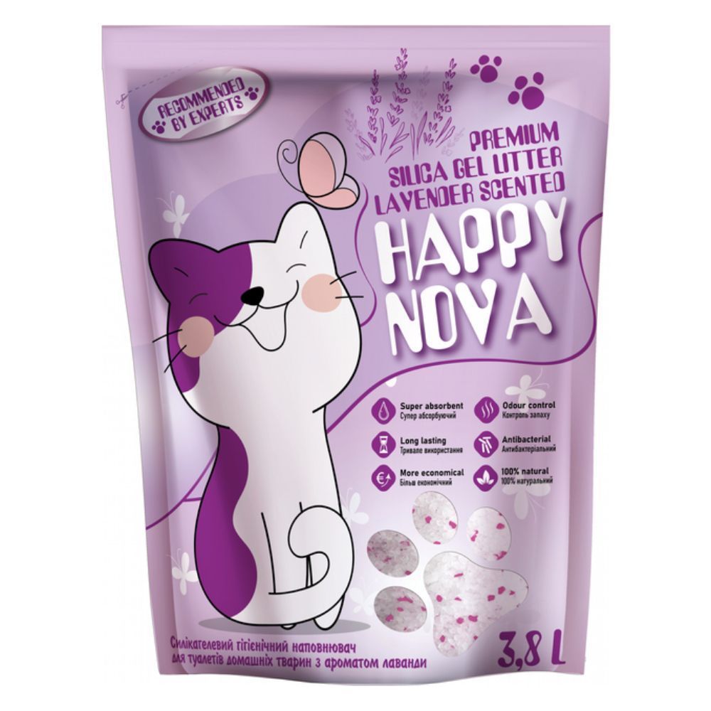 Happy Nova наповнювач силікагелевий 3,8 л - лаванда Happy Nova наповнювач силікагелевий 3,8 л - лаванда