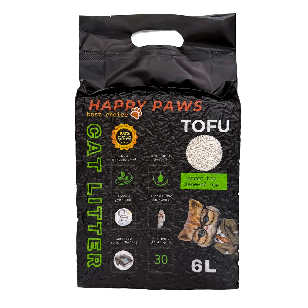Наповнювач соєвий для котячого туалету Happy Paws Tofu 6 л - зелений чай Наповнювач соєвий для котячого туалету Happy Paws Tofu 6 л - зелений чай