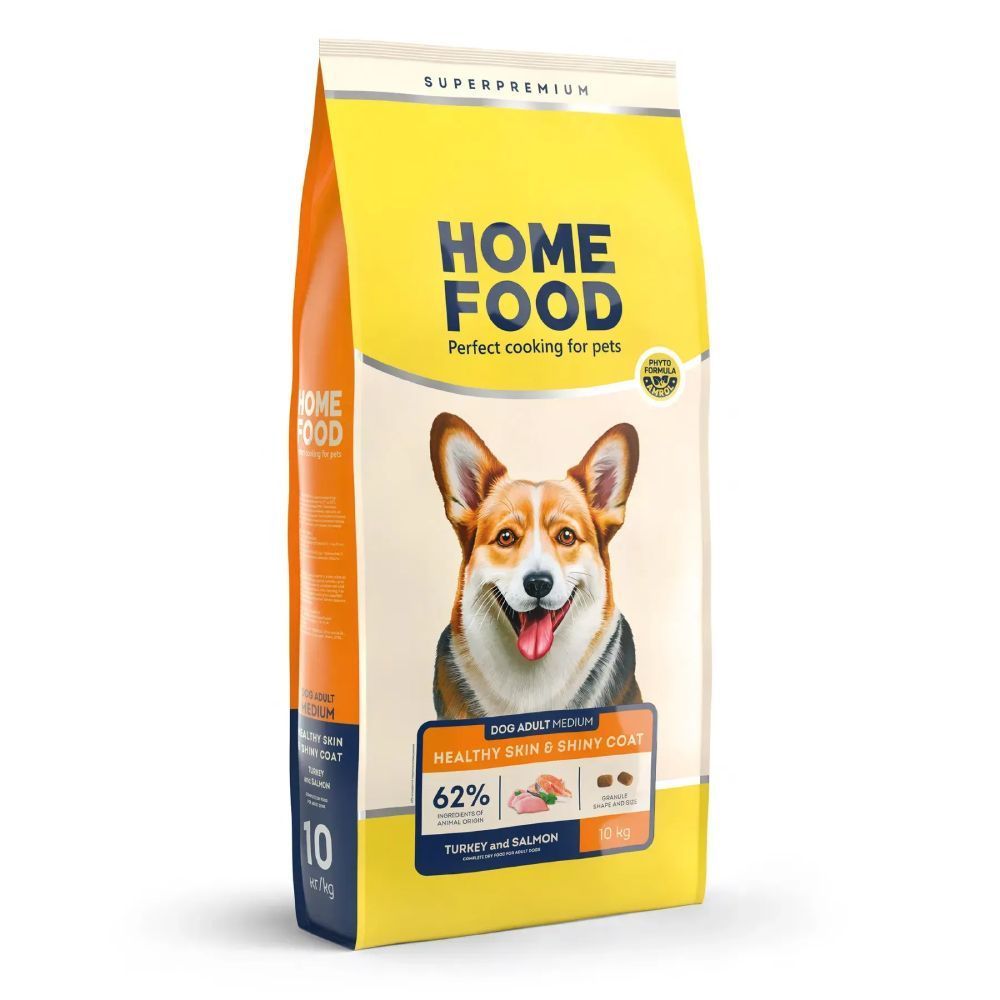 Сухой корм для собак Home Food Healthy Skin and Shiny Coat Medium Adult 10 кг - индейка и лосось
