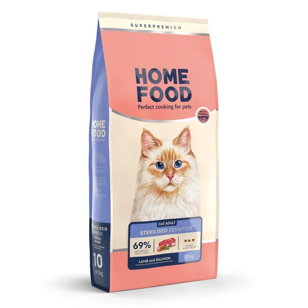 Сухий корм для котів Home Food Sterilised Sensitive Adult 10 кг - ягнятина та лосось