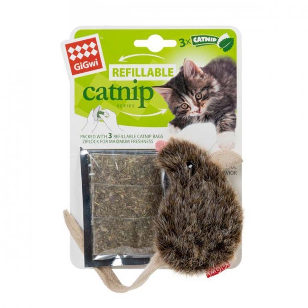 Іграшка для кота Мишка з м'ятою GiGwi Catnip 10 см (текстиль)