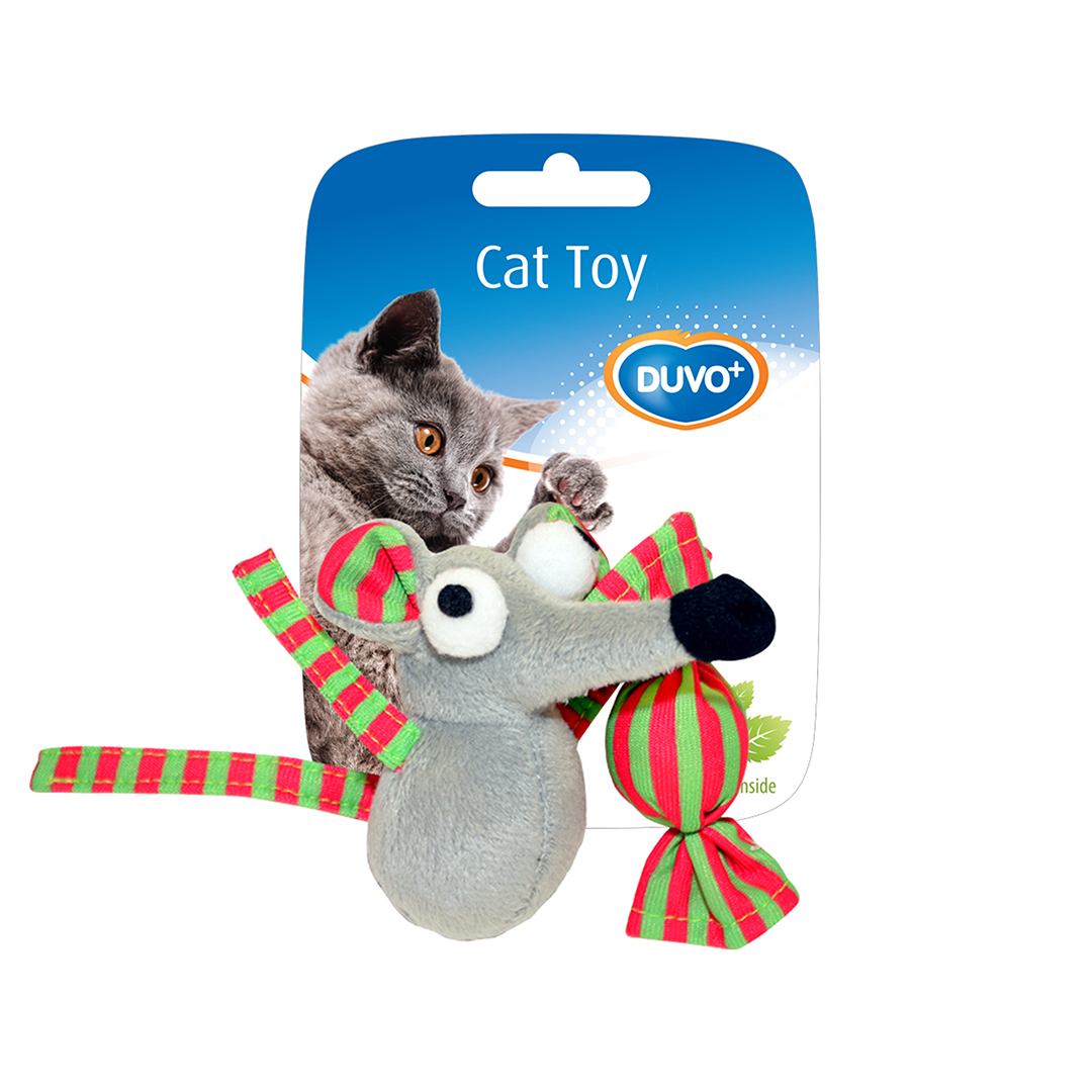 Игрушка для кошек Duvo+ Мышка плюшевая с кошачьей мятой 7,5 х 7 х 3,5 см (в ассортименте)