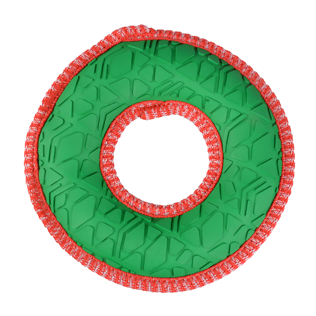 Игрушка для собак Duvo+ фрисби новогодний с пищалкой 16,5 х 16,5 х 3 см (резина)