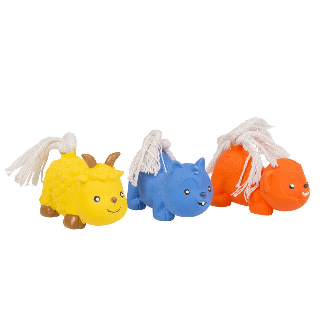 Игрушка для собак Duvo+ кот, обезьяна, коза из латекса с веревкой 8,9 х 5,3 х 6,4 см (в ассортименте)