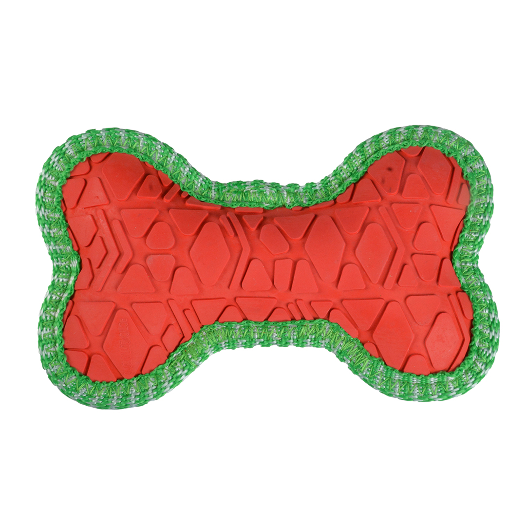 Игрушка для собак Duvo+ Кость новогодняя с пищалкой 15 х 9,5 х 3 см (каучук)