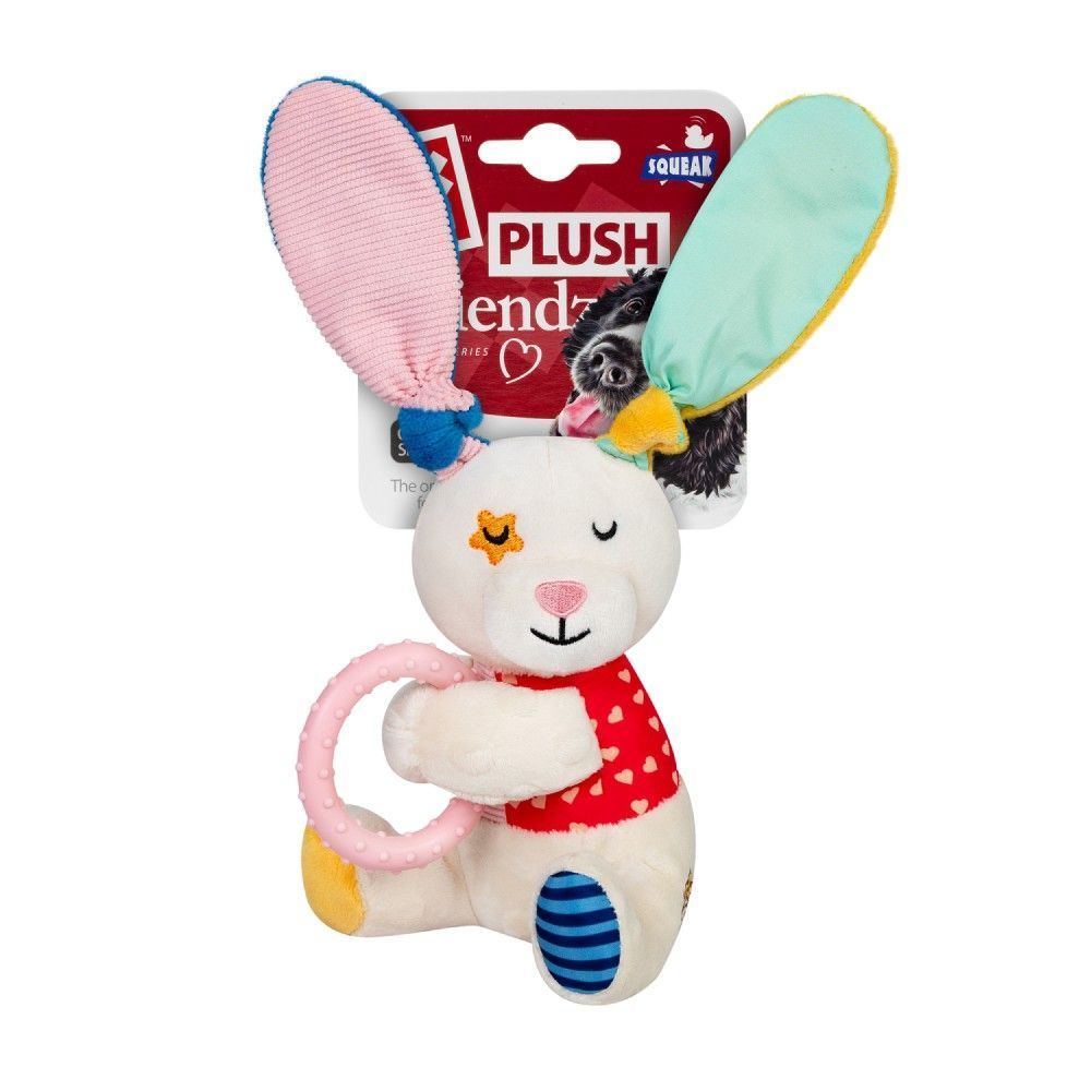 Игрушка для собак GiGwi Plush Зайчик с кольцом и пищалкой | 16 см Игрушка для собак GiGwi Plush Зайчик с кольцом и пищалкой | 16 см