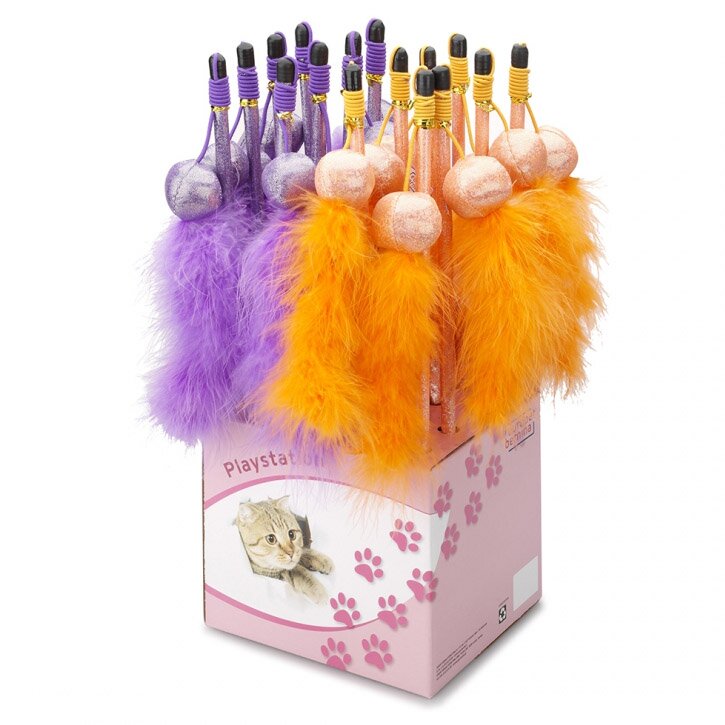 Игрушка для кошек Ebi Удочка с шариком и перьями 40 см