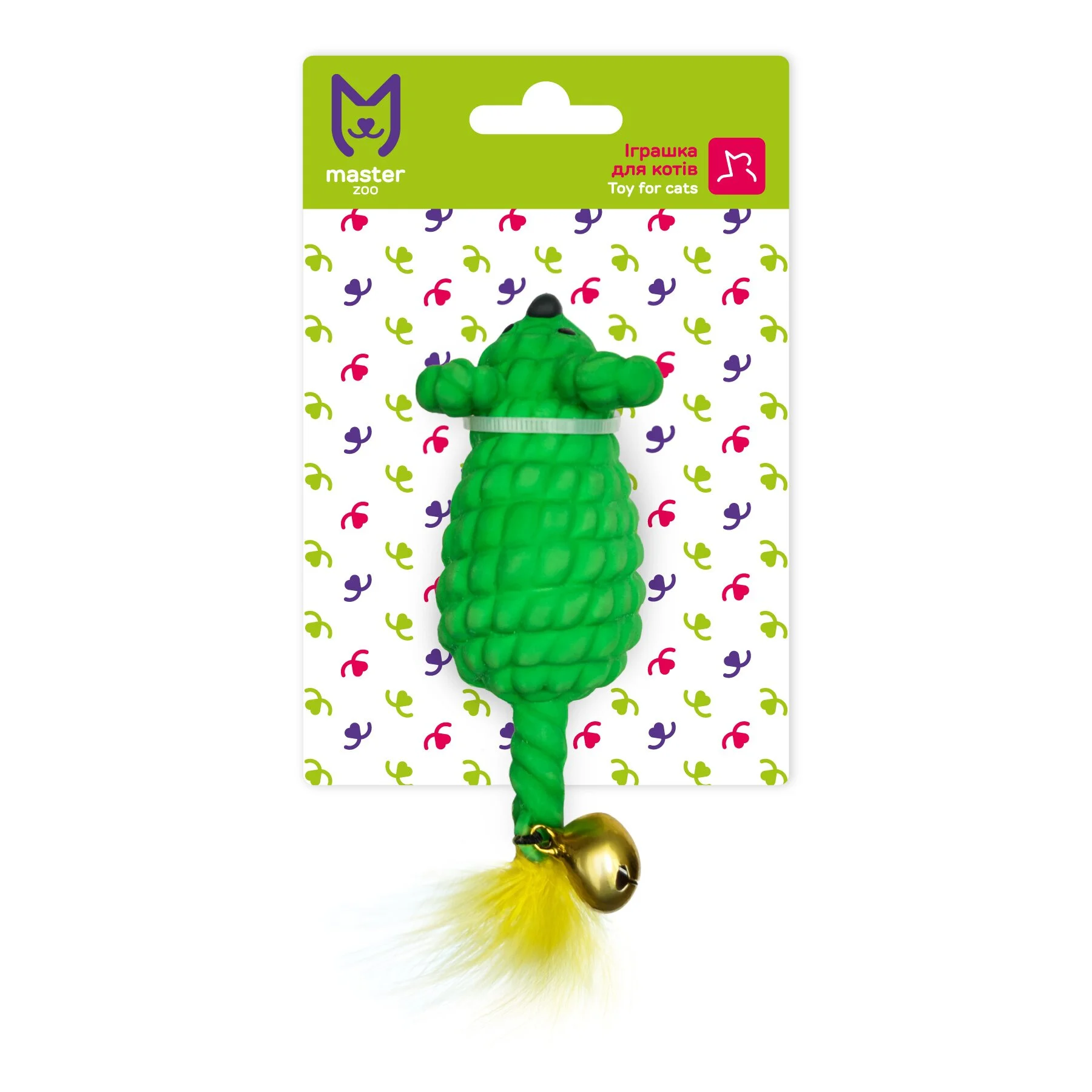 Игрушка для кошек MasterZoo Мышка с погремушкой и перьями зеленая 10 х 3,3 х 3,8 см (резина) Игрушка для кошек MasterZoo Мышка с погремушкой и перьями зеленая 10 х 3,3 х 3,8 см (резина)