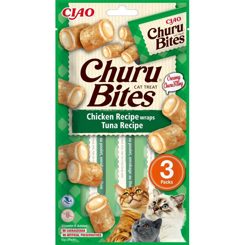 Ласощі для котів Inaba Churu Bites 3 шт х 10 г - курка та тунець Ласощі для котів Inaba Churu Bites 3 шт х 10 г - курка та тунець