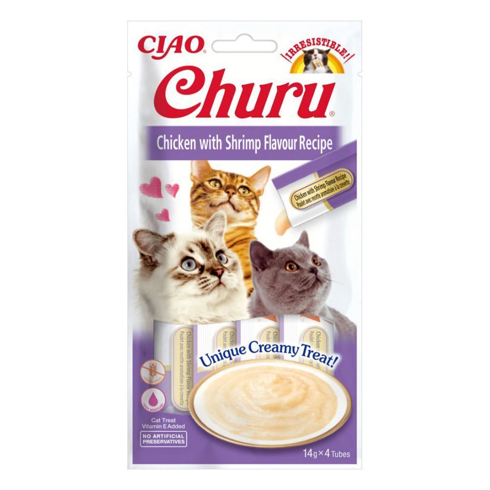 Лакомства для кошек Inaba Churu 4 шт. х 14 г — курица и креветка Лакомства для кошек Inaba Churu 4 шт. х 14 г — курица и креветка
